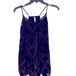 Black and Red burnout floral and lace Camisole in size m